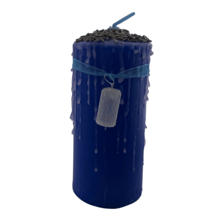 Selenite Talisman Candle - Esoteric Candle with Special Amulet 14x6cm - Energy Cleansing, Pure Energy and Divine Protection