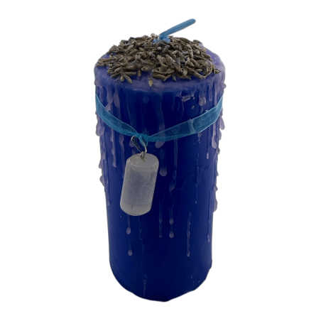 Bougie Talisman Sélénite - Bougie Ésotérique avec Amulette Spéciale 14x6cm - Purification Énergétique, Énergie Pure et Protectio