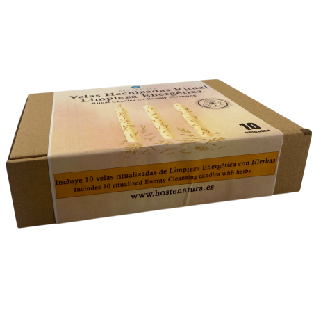 Kit di candele purificanti energetiche HOSTENATURA - 10 candele bianche con erbe
