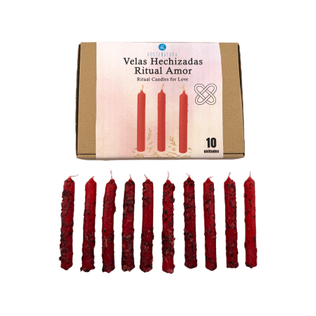 Kit de Velas Ritual de Amor HOSTENATURA - 10 velas vermelhas com ervas