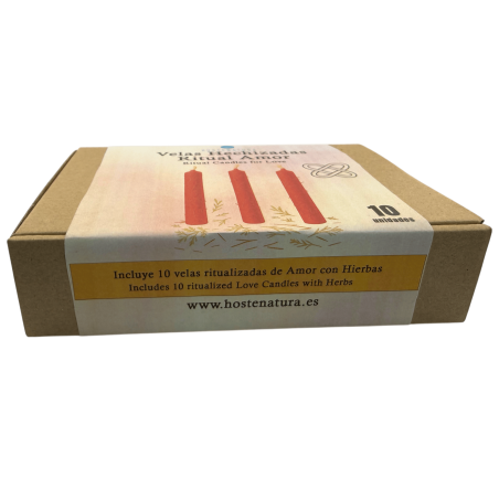 Kit de Veles de Ritual Amor HOSTENATURA - 10 espelmes vermelles amb herbes