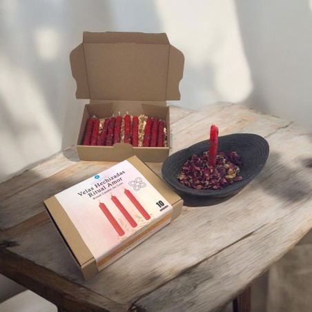 Kit de Veles de Ritual Amor HOSTENATURA - 10 espelmes vermelles amb herbes