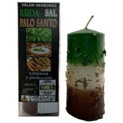 Rue, Salt and Palo Santo Herbal Candle -...