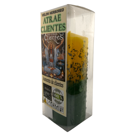 Vela de ervas para atrair clientes - Vela esotérica 14x6cm - Aumente sua clientela