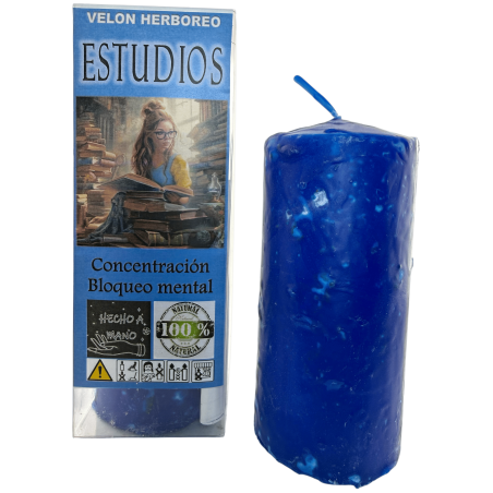 Herbal Studies Candle - Esoteric Candle 14x6cm - Concentration, Mental Blockage...