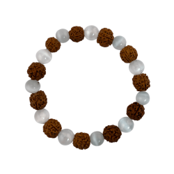 Natural Rudraksha Bracelet with 8mm Selenite -...