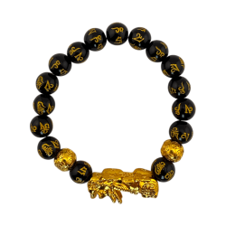 貔貅風水黒曜石ブレスレット10mm - 富を引き寄せる