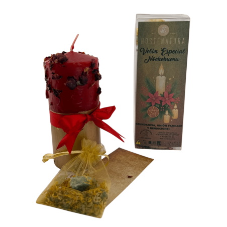 Vela especial de véspera de Natal HOSTENATURA - Abundância, União Familiar e Bênçãos