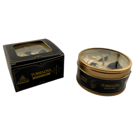 شمعة AROMA FRAGRANCES التورمالين الكريستالي - برائحة خشب الصندل - 65 غرام - تدوم من 5 إلى 6 ساعات