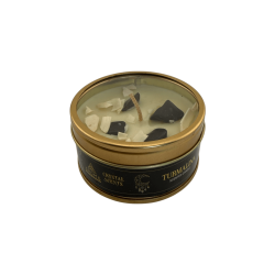 クリスタルトルマリンAROMA FRAGRANCESキャンドル - サンダルウッドの香り - 65g - 持続時間5～6時間