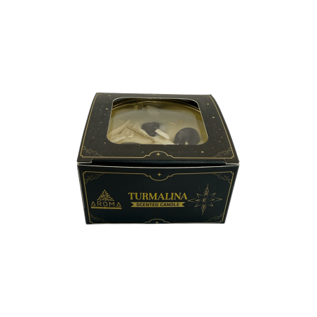 クリスタルトルマリンAROMA FRAGRANCESキャンドル - サンダルウッドの香り - 65g - 持続時間5～6時間