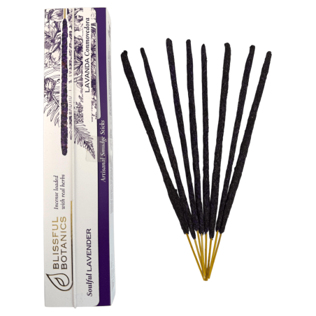 Blissful Botanics TULASI Encens à la lavande bio - Artisanat naturel - Lavande inspirante - 8 bâtonnets d'encens bio