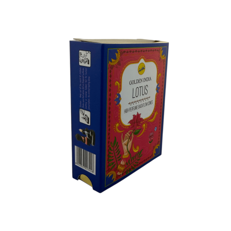 Cônes d'encens SREE VANI Golden India à reflux de lotus - Paquet de 10 cônes de lotus à reflux