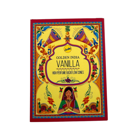 SREE VANI Golden India Vanilla Backflow Incense Cones - Pack of 10 Blackflow Cones