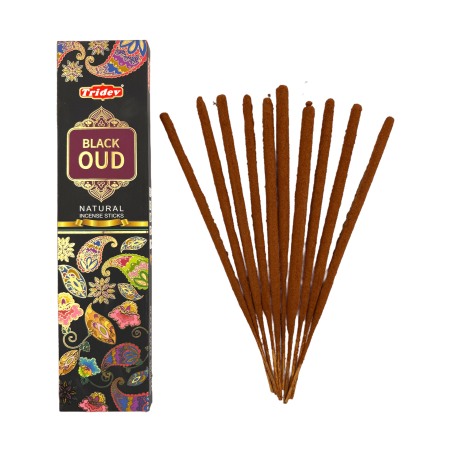 Tridev Black Oud Natural Incense Sticks - 10 Extra Thick Sticks