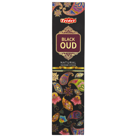 Bâtonnets d'encens naturels Tridev Black Oud - 10 bâtonnets extra épais
