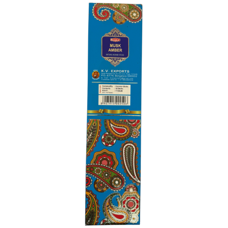 Incenso Natural Tridev Amber Musk - 10 Varetas Extra Grossas