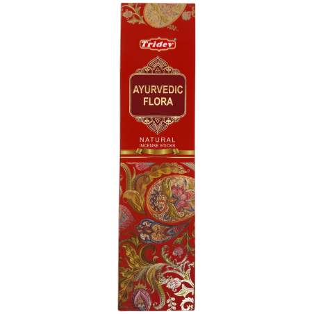 Incienso Tridev Ayurvedic Flora Natural Incense Sticks - 10 varillas extra gruesas