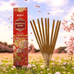 Incenso Natural Tridev Ayurvedic Flora - 10 Varetas Extra Grossas
