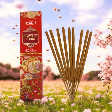 Bastoncini di incenso naturale Tridev Ayurvedic Flora - 10 bastoncini extra spessi