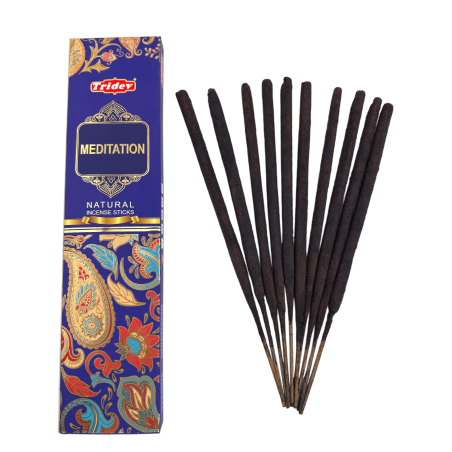 Bâtonnets d'encens naturels de méditation Tridev - 10 bâtonnets extra épais