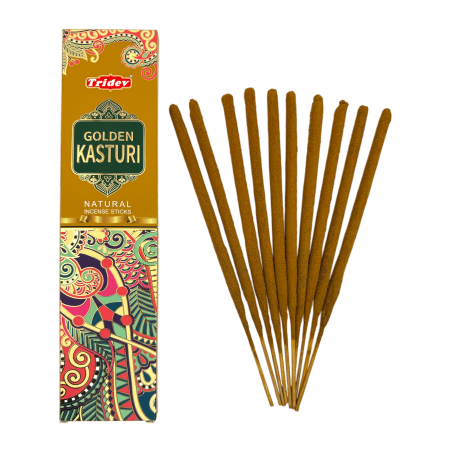 Tridev Golden Kasturi Natural Incense Sticks - 10 Extra Thick Sticks