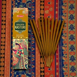 Tridev Golden Kasturi Natural Incense Sticks - 10 Extra Thick Sticks