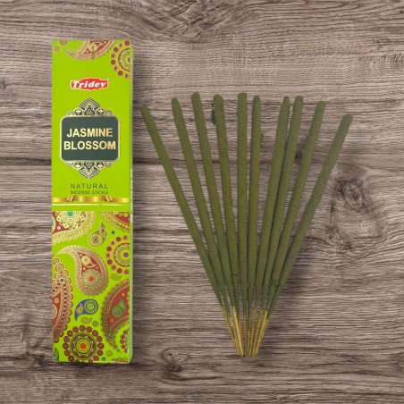 Tridev Natürliche Jasminblüten-Räucherstäbchen - 10 extra dicke Stäbchen