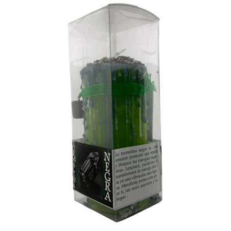 Tourmaline Talisman Candle - Esoteric Candle with Special Amulet 14x6cm - Protection and Wards Off Bad Energies