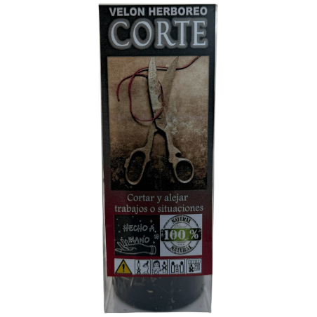 Velón Herboreo Corte - Velón Esotérico 14x6cm - Cortar y alejar trabajos o situaciones