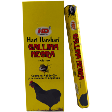 Encens Hari Darshan Poule Noire - Boîte de 6 boîtes à encens hexagonales