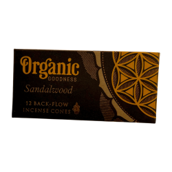 Cônes d'encens à reflux de bois de santal biologique de Song of India - Boîte de 12 cônes