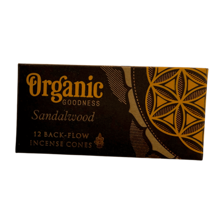 Cônes d'encens à reflux de bois de santal biologique de Song of India - Boîte de 12 cônes