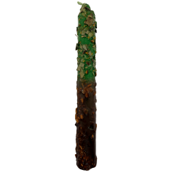 Vela ritualizada com louro, arruda e palo santo, 18 cm - Prosperidade, proteção e boas energias.