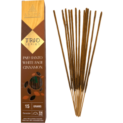 AROMA Trio Incenso Palo Santo, Salvia Bianca e Cannella - Serie Trio 1 scatola da 15gr.