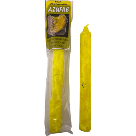 Candela ritualizzata allo zolfo da 18 cm - Purifica pensieri ed emozioni negative