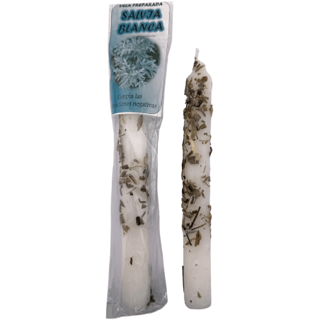 Ritualized White Sage Candle 18cm - Cleanses negative vibrations