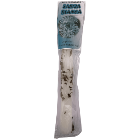Ritualized White Sage Candle 18cm - Cleanses negative vibrations
