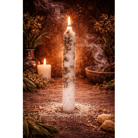 Ritualized White Sage Candle 18cm - Cleanses negative vibrations