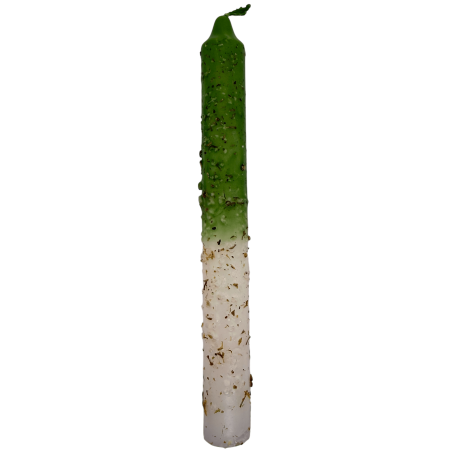 Vela Preparada Ritualizada Ruda y Sal 18cm - Para efectuar limpieza de malos ambientes