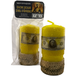 Candela consacrata Don Giovanni del Denaro - Corte dei Don Giovanni - 14x6,5 cm - Prosperità, Abbondanza, Economia