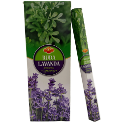 Incienso SAC Ruda y Lavanda - Caja de 6 paquetes hexagonales de 20 barritas 120 barritas de incienso