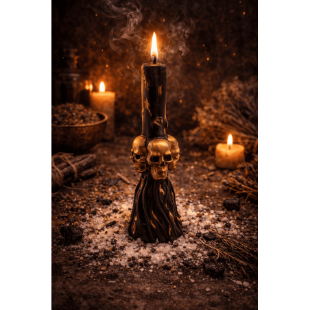 Skull Broom Candle Breaks Witchcraft 13cm - Protection and Curse Removal
