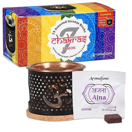 AROMAFUME Chakra-Stein-Set – Brenner und 14 Chakra-Steine