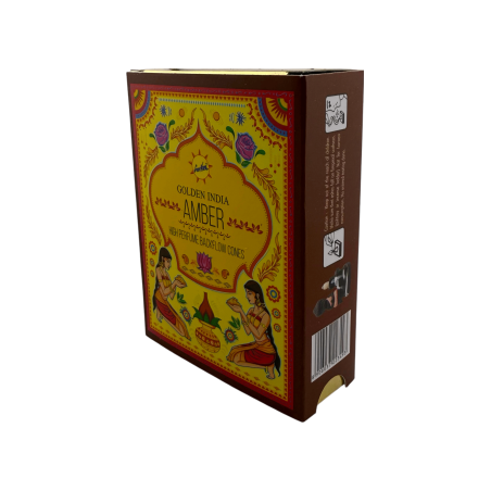 Cônes d'encens à reflux SREE VANI Golden India Amber - Paquet de 10 cônes à reflux