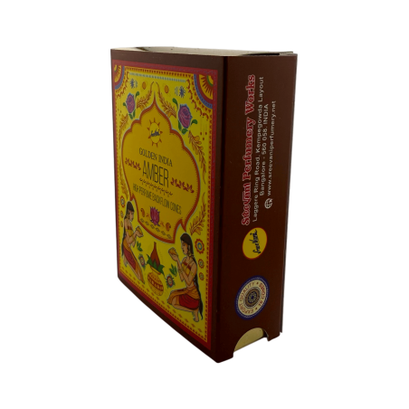 Cônes d'encens à reflux SREE VANI Golden India Amber - Paquet de 10 cônes à reflux