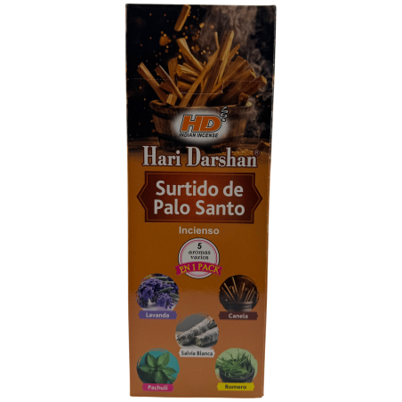 Encens assortis Hari Darshan Palo Santo - Boîte de 6 boîtes hexagonales
