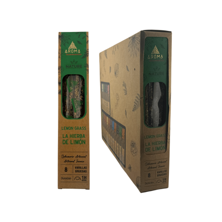 Organic Lemongrass Incense Box AROMA Nature - 12 boxes of 8 thick sticks