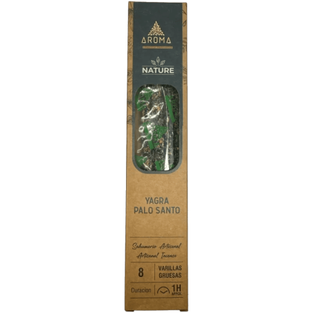 Lot de 3 bâtonnets d'encens bio Yagra Palo Santo AROMA Nature - 8 bâtonnets, durée 1 heure