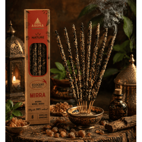 علبة بخور المر العضوي AROMA ناتشر - 12 علبة تحتوي على 8 أعواد سميكة